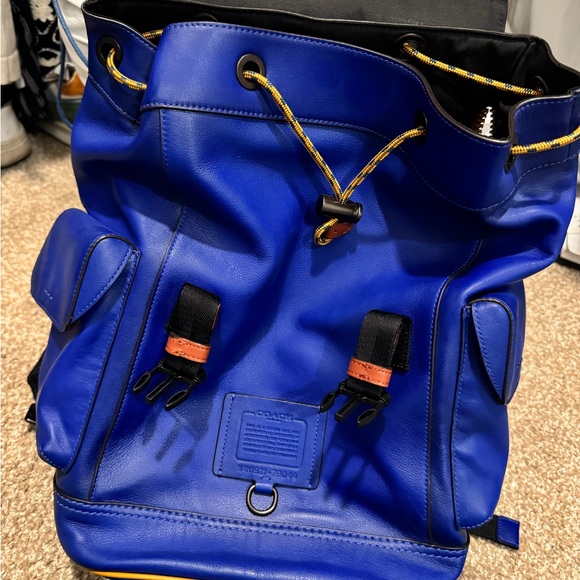 Coach luxury Blue Leather Men's Backpack - Picture 4 of 6